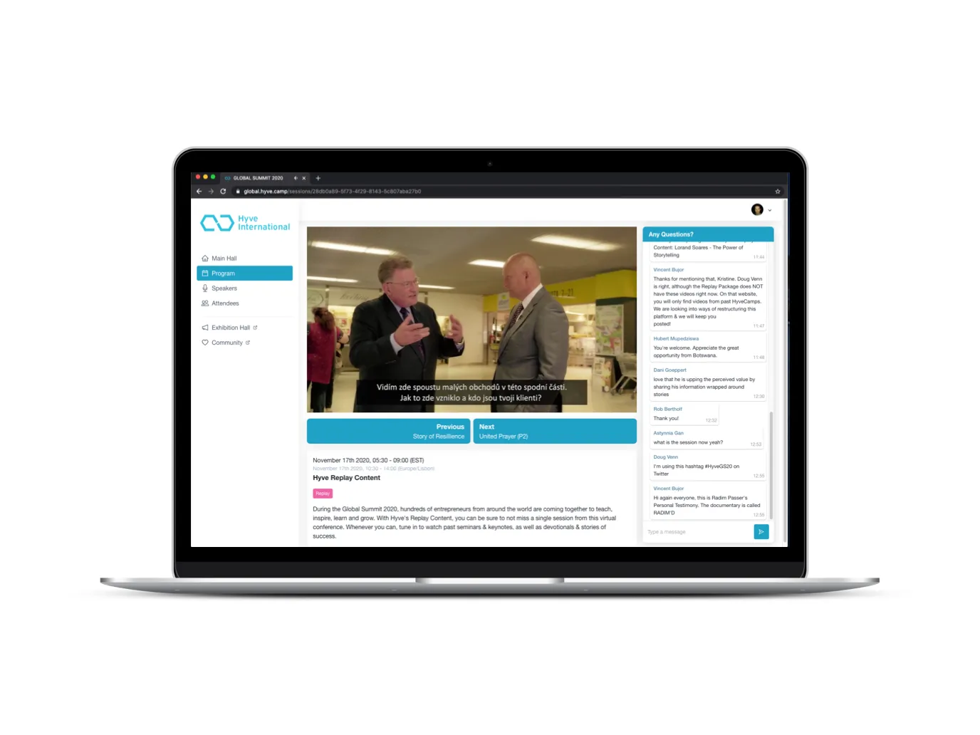 Platform Interface on Laptop